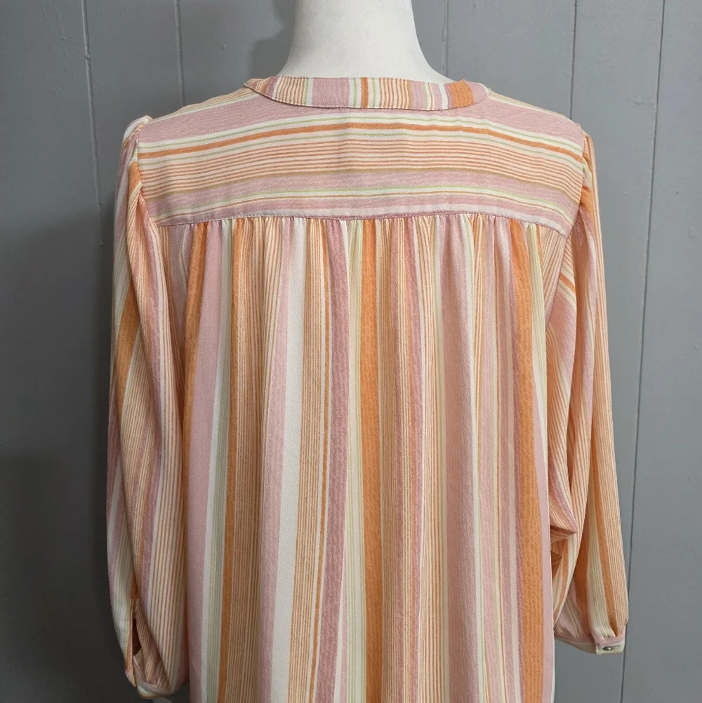 Ruby Rd. Springtime Stripe Button Up Sleeve Top Size S - Picture 9 of 12